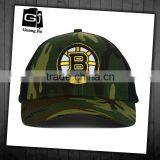 Factory Design 3d Embroidery Logo 6 Panel Custom Camo Curvd Brim Mesh Cap
