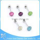 2016 Surgical Steel Crystal Ball Gauge Unique Tongue Ring thumbnail-5