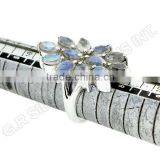 Pure 925 Sterling Silver Wholesale Ring,rainbow Moonstone Oval Gemstone Ring thumbnail-5