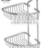 Stainless steel double corner basket / bathroom shelf / dual tier corner shelf / shower shelf