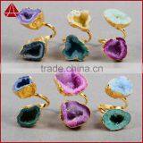 New Fashion Agate Druzy Geodel Ring With Natural Gemstone for Women Girl Jewellery thumbnail-6