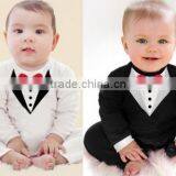 Baby Boy Kids Children's Long Sleeve Fancy Jumpsuit Baby Bowknot Jumpsuit Clothes thumbnail-1