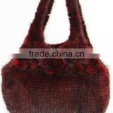 BG13001 red knitted mink bag