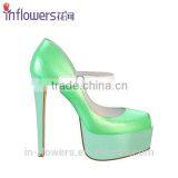 Peeptoe Patent Leather Ankle Strap Custom Design Fancy Ladies Shoes thumbnail-1