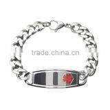 Wholesale Curb Chain Band Curved Plaque Stainless Steel Medical Alert id Bracelet Quality Choice