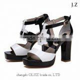 YX01 Flocking High Heel 2cm Platforms Patent pu Upper Sandals Shoes, Wedding Sandal, Roman Sandal for Girls thumbnail-2
