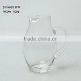 Whole Sale 1600ml Clear Glass Kettle Water Jug With Pour Spout and Side Handle