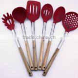 Premium Silicone Kitchen Utensil Food Grade With Wood Handle