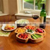 BR002/Flower Shape Bamboo Salad Serving Tray With 6 Holes thumbnail-3