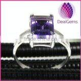 Sterling Silver Ring With Faceted Square Amethyst Gemstone thumbnail-1
