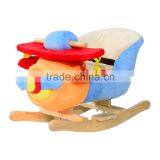 Qaba Kids Wood Plush Rocking Toy Horse Airplane W/Nursery Rhyme Sounds thumbnail-1