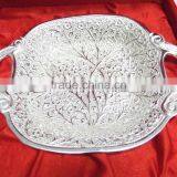 New Design Silver Plated Indian Brass Decorative Bowl With Embossing Designs thumbnail-1