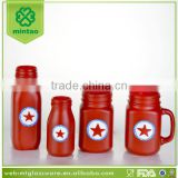 hand painted red star glass jars decorative candle jars