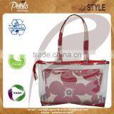 Designer Flora Print See Through Pvc Juco Tote Bag With Pouch thumbnail-1