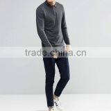 Custom Long Sleeve Button Placket Dark Grey Men's Cotton Polyester Breathable Pique 200g Casual Comfortable Blank Polo Shirt thumbnail-4