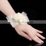 Stretch Fabric Flower Bracelets Bridemaid Jewelry Fabric Wrist Corsage Wedding Flower Corsage Bridal Accessories Jewelry thumbnail-4