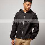 Mgoo Fashion 100% Cotton Black Hooded Jacket With Lining Casual Fit Balloon Sleeves Jacket Zipper Up thumbnail-4