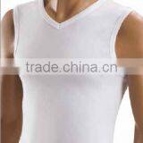 MEN COTTON RIB V NECK SLEEVELESS T SHIRT thumbnail-1