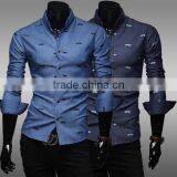 Wholesale Men Fashion Casual Long Sleeve Slim Fit Shirts Stylish Dress thumbnail-3
