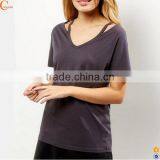 Black Women Ripped Cut Out Elongated t Shirt of Coton Material thumbnail-1
