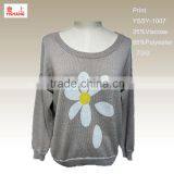 Flower Print Sweater 65%Polyester 35%Viscose Lady Fashion Dress thumbnail-1