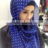 Blue Dotted Women Muslim Simple Hood Scarf Hijabs/wuxe Solid Color Pretty Muslim Hijab/lual Fashion Muslim Hijab