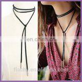 New fashion jewelry black leather bow choker DIY necklace gift for women girl