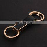 Popular Style Embossed Logo Black Leather Keychain for Business Promotional Gift thumbnail-4