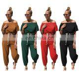 LAITE J2032 Autumn Women Solid Color Jumpsuit Ladies Off-shoulder Playsuit Jumpsuit for Women With Belt thumbnail-1