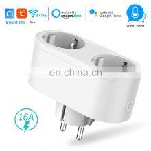 EU Standard OEM Shunt Dual Control Voice Control Timing Switch Smart Life Smart Socket WiFi Smart Socket thumbnail-3