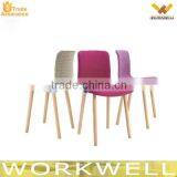 WorkWell Hot Sale Plastic Seat Wooden Frame Dining Chair Kw-P34
