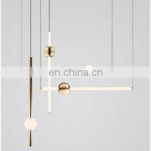French Decorative LED Metal Pole Pendant Lamp Post Modern LED Glass Pole Interior Hanging Light thumbnail-1