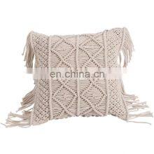Hot Selling Macrame Boho Knitted Pillow Cover, Handmade Bohemian Cotton Decorative Cushion Cover Vietnam Supplier thumbnail-2