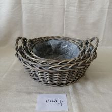 Grey Willow Basket Indoor Garden Flower Wicker Basket