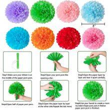 Indoor Outdoor Wedding Round Hanging Chinese Paper Pom Poms Kit With Paper Fan Decoration thumbnail-5
