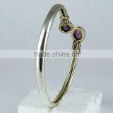 Amethyst !! Lavender Dreams Simple Kada 925 Sterling Silver Bangles, Gemstone Silver Jewellery, Handmade Silver Jewellery thumbnail-6