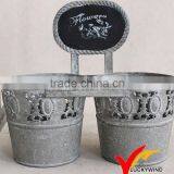 Garden and Home Vintage White Painting Handmade Zinc Pail Flower Pot thumbnail-3