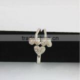 Hot Women Silver Tone 2 Heart Crystal Cuff Bracelet Bangle Fashion Jewelry Gift thumbnail-6