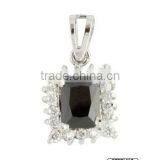 Rectangular Shaped Black Onyx Pendant in Sterling Silver thumbnail-1