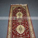 Persian Design Red Runner Made in China, Handmade Silk Carpet Factory in Guangzhou China thumbnail-3