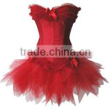 Red Plus Size Women Corset Waist Training Satin Waist Corset Dress