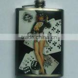 2015 Hot Sale Sex Russia Girls Stainless Steel Hip Flask In Water Transfer