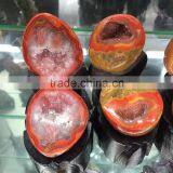 Natural Red Chinese Zhanguo Agate Geode Cornucopia Crystal Ornaments