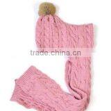 Fashion Kids Pink Knitted Hooded Scarf