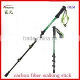 Popular Green Four Sections Carbon Fiber Telescopic Trekking Pole Nordic Walkinghiking Hiking Stick thumbnail-1