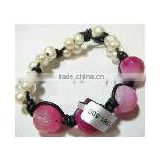 Bracelet in pearl and pink agate