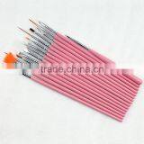 Wholesale 15pcs per Set Wood Handle Nail Round Oil Artist Paint Brush Pen Set for Art Painting thumbnail-4