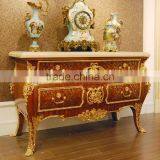 Fabulous Louis XV Marquetry 24K Gold Plated Commode Sideboard Cabinet / French New Classic Dining Room Furniture Wooden Cupboard thumbnail-3