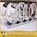 Silver Stainless Steel Restaurant Dining Table With Marble Top thumbnail-3