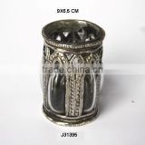 Antique silver finished Blown glass vase made in glass and brass